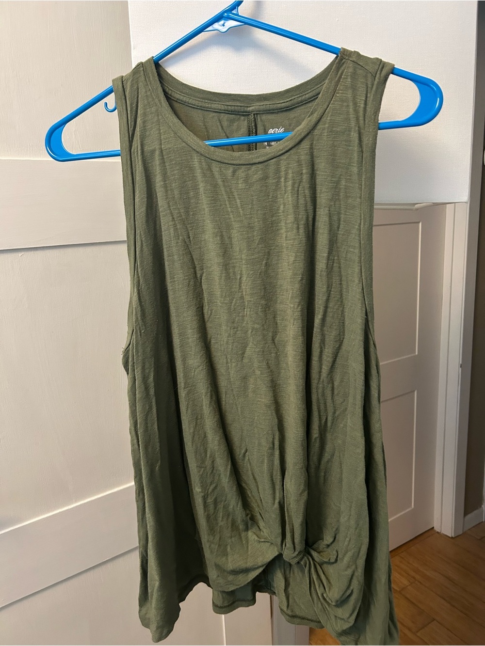 aerie Olive Green Twisted Hem Tank Top
